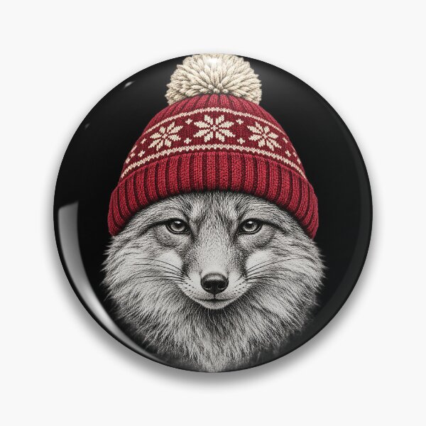 Item preview, Christmas Fox Portrait Red Knitted Winter Beanie   designed and sold by Sturdust.