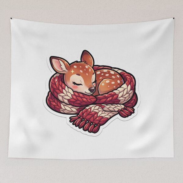 Item preview, Cozy Winter Fawn Scarf Cute Sticker designed and sold by Alphakenon.