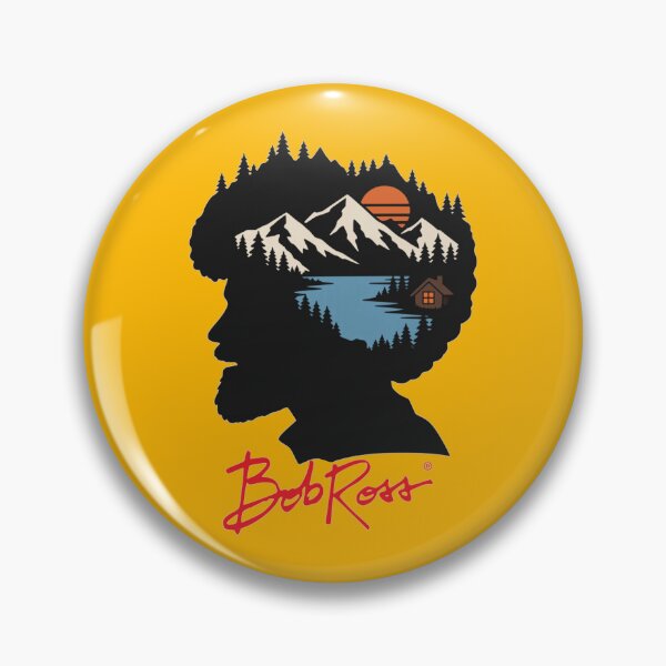 Aperçu de l'œuvre Silhouette de montagne afro de Bob Ross créée et vendue par KungPowUnicorn.