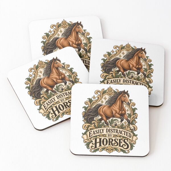 Item preview, Easily Distracted By Horses Vintage Line Art designed and sold by LoafLogic.