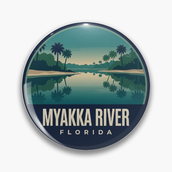 Item preview, Myakka River Florida Upper Lake Sunset Circle Badge Sticker designed and sold by DetourDgn.