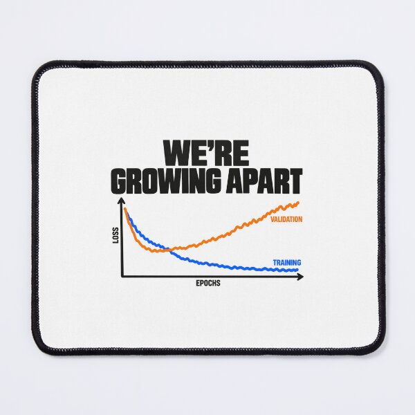 Item preview, We're Growing Apart Training vs Validation designed and sold by Cute & Funny Hand-Drawn Prints | Happy Doodle Friends Shop.