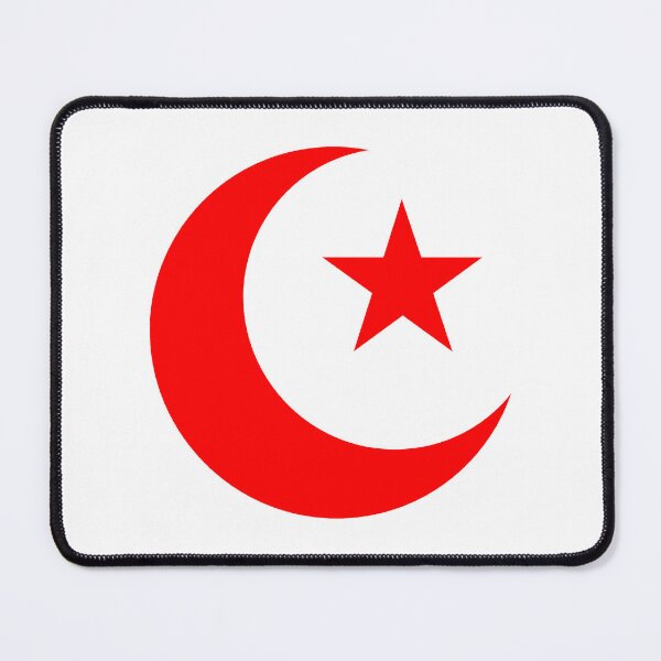 Item preview, Red Ramadan Crescent Moon and Star Design designed and sold by pattern-archive.
