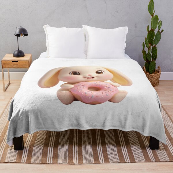 Item preview, Donut Worry Be Hoppy – Cute 3D Bunny Funny Pun designed and sold by PrintCreations9.