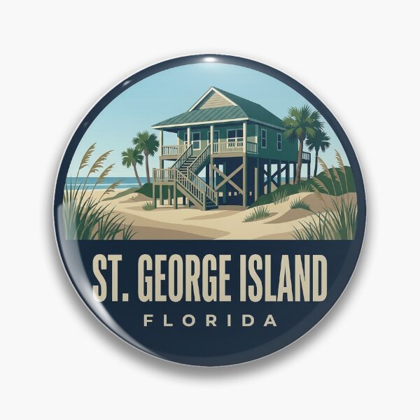 Item preview, St George Island Florida Beach House Circle Badge Sticker designed and sold by DetourDgn.