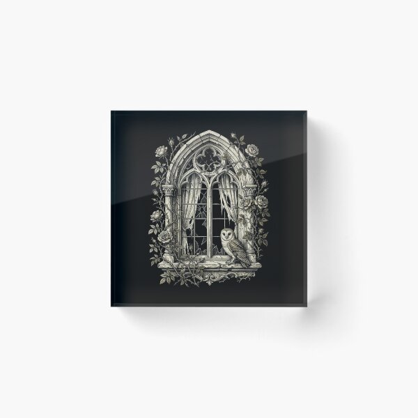 Item preview, Gothic Window and Barn Owl Illustration designed and sold by herocloth.