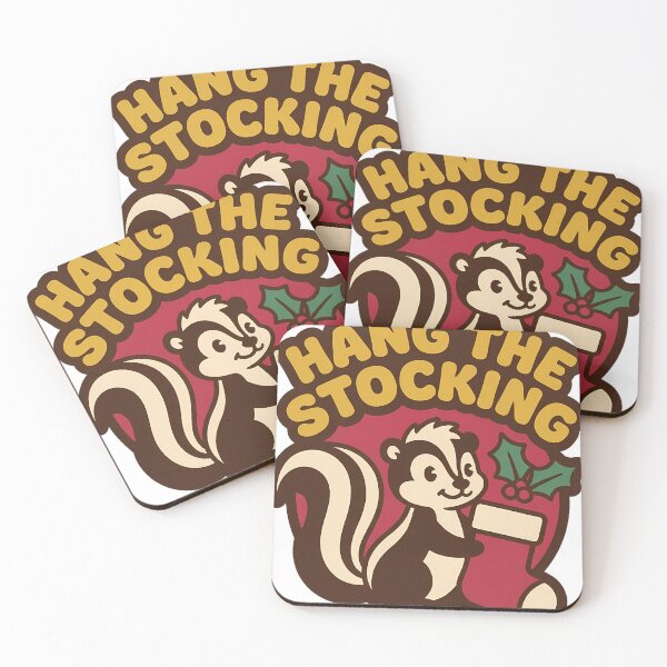 Item preview, Retro Striped Skunk Christmas Stocking Advent Winter Scene designed and sold by pumsquare.