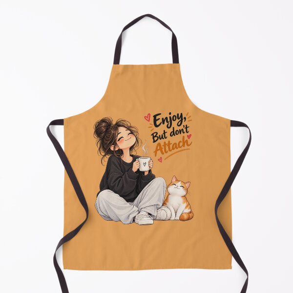 Item preview, Enjoy, But Don't Attach – Cozy Coffee Lover and Cat Illustration designed and sold by IrhaArts.