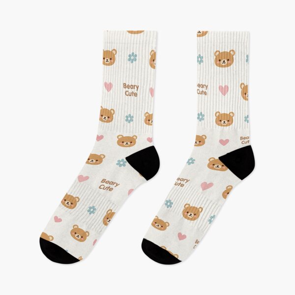 Item preview, Beary Cute – Teddy Bear Pattern with Pink Hearts and Blue Flowers designed and sold by witwhimsystudios.