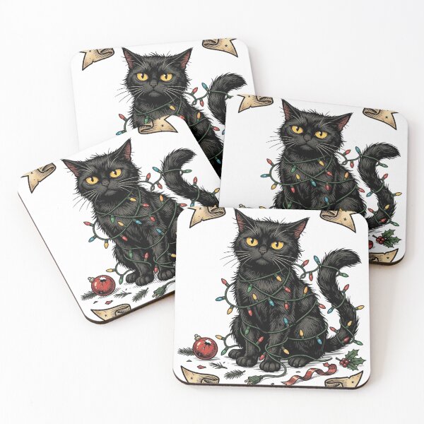 Item preview, Merry Whatever Funny Black Cat Christmas Grumpy Cat Holiday Antics designed and sold by CoolCrazyChaos.