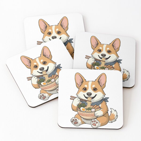 Item preview, Cute Corgi Eating Ramen Noodles Japanese Anime Dog Art designed and sold by JvW studios.