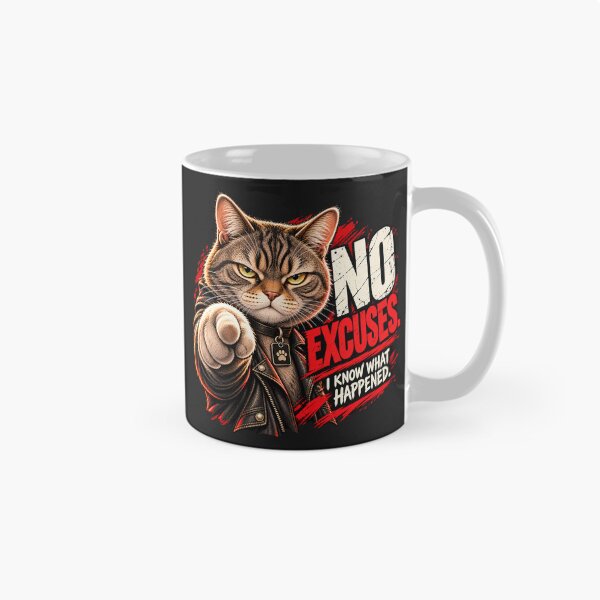 Item preview, No excuses. I know what happened – Cool cat in a leather jacket designed and sold by thirtyonestars.