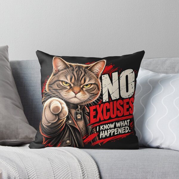 Item preview, No excuses. I know what happened – Cool cat in a leather jacket designed and sold by thirtyonestars.