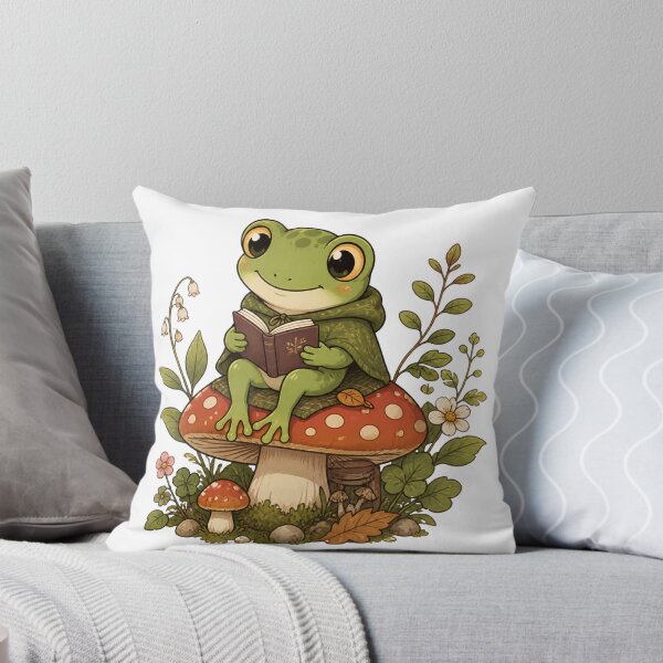 Item preview, Cozy Cloaked Frog Reading on Mushroom - Cottagecore Aesthetic designed and sold by Happy-clothe.