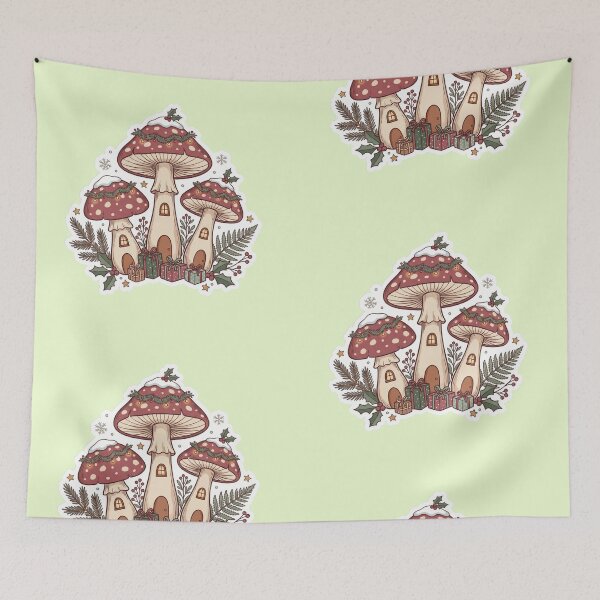 Item preview, Christmas Mushroom Village – Whimsical Cottagecore Winter Art designed and sold by FashionHubLK.