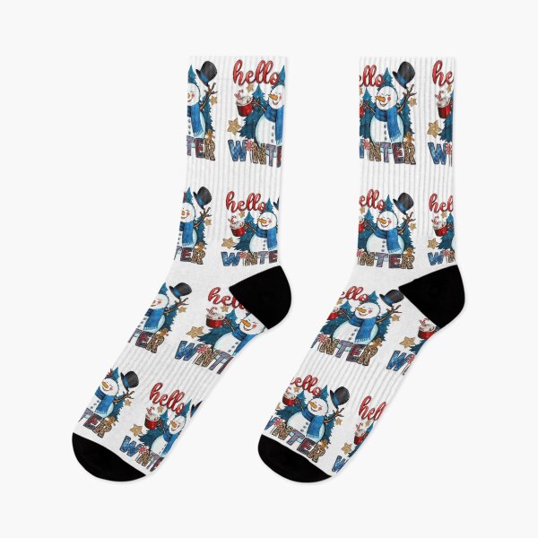 Item preview, Hello Winter Snowman – Cute Snowman Hot Cocoa Gingerbread Leopard Plaid Letters Winter Season designed and sold by Jose Art Studio.