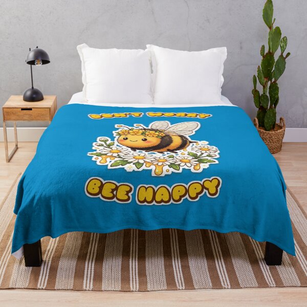 Item preview, Don't Worry Bee Happy Cute Cartoon Bumblebee Daisy Flowers Honey T-Shirt designed and sold by Giobb-Artwork.