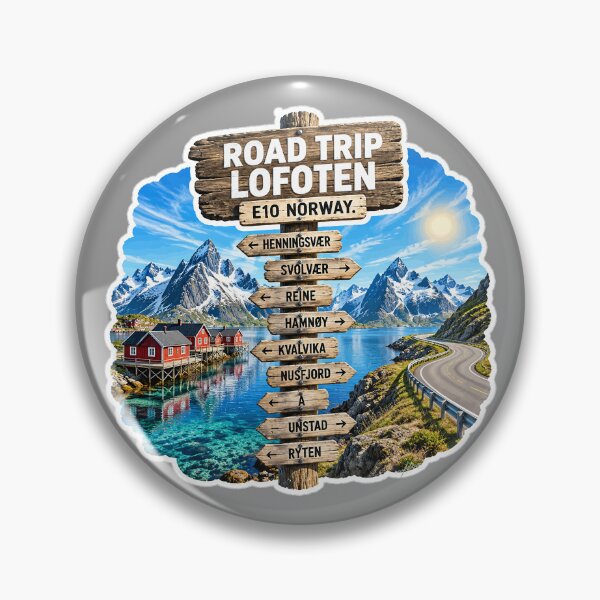 Item preview, Lofoten Norway Arctic Circle Road Trip Sticker TShirt 05 designed and sold by OuterShellUK.