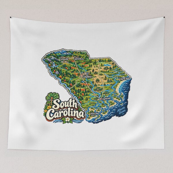 Item preview, Hand Drawn South Carolina Travel Souvenir Landmark Gift designed and sold by MichaeIRellov.