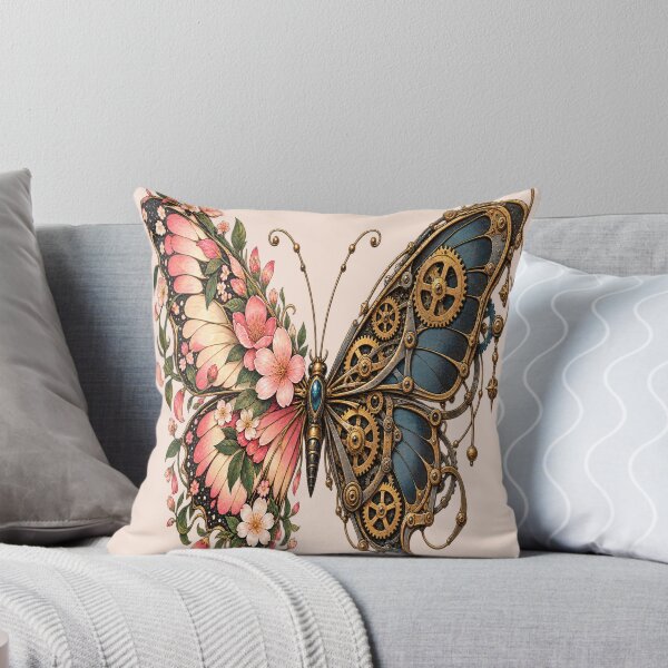 Item preview, Half Butterfly Half Machine – Floral Steampunk Art designed and sold by Colorxpink.