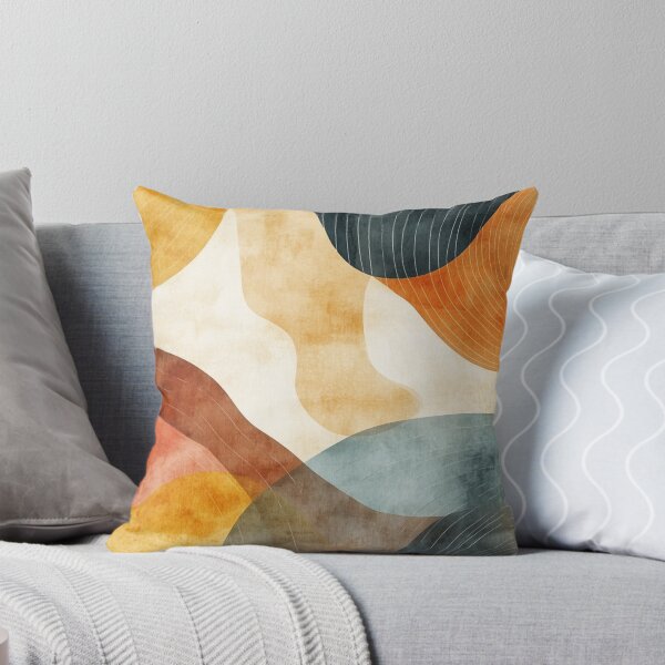 Item preview, Mid-Century Modern Organic Shapes - Two Tone Earthy - Wavy Line Art Abstract designed and sold by GrinGalore.