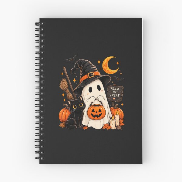 Artikelvorschau, Niedliches Halloween-Geist-Design mit schwarzer Katze und Kürbis – Süßes oder Saures! entworfen und verkauft von EdgeSphere.