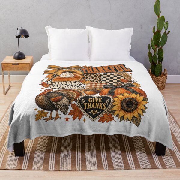 Item preview, Thankful Gobble Till You Wobble – Thanksgiving Turkey Pumpkin Pie Sunflower Leopard Checkered Fall designed and sold by Jose Art Studio.