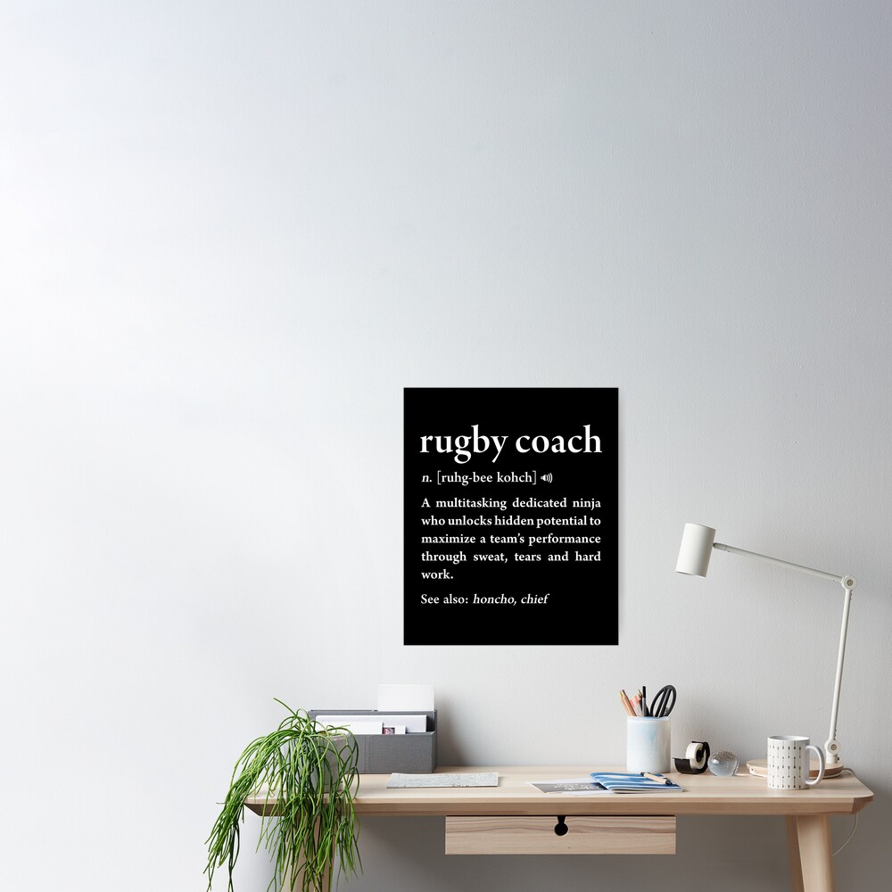 Rugby Coach Definition Funny Job Meaning Ninja Gift Poster By