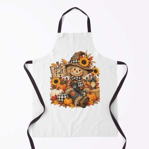 Aperçu de l'œuvre Hello Fall Scarecrow – Cute Pumpkin Sunflower Buffalo Check Rustic Harvest Autumn Farmhouse créée et vendue par Jose Art Studio.