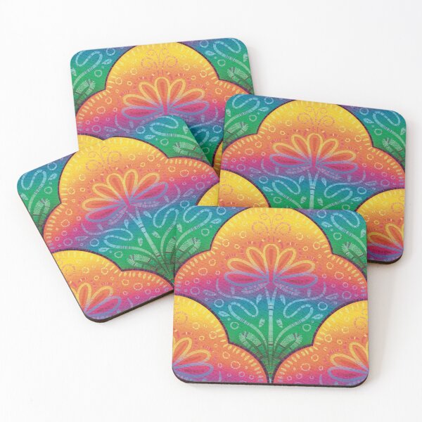 Item preview, Scalloped Embroidered Flowers - Rainbow designed and sold by Mx’d Media Art and Design by Henri Hulo.