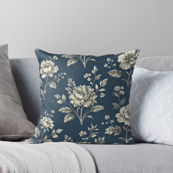 Item preview, Vintage Chinoiserie Botanical Floral Pattern on Dark Blue Wallpaper & Home Decor designed and sold by SeJaa.