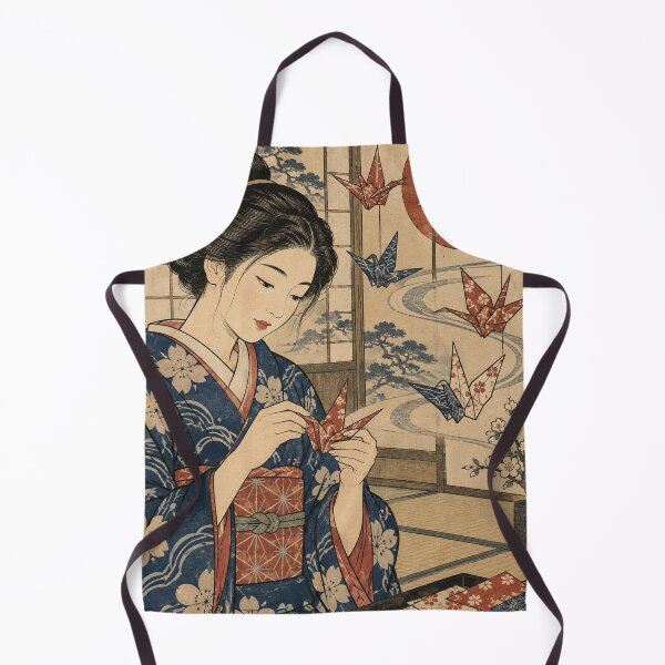 Artikelvorschau, Japanisches Origami – Frau faltet Kranich im Kimono entworfen und verkauft von bapupa.