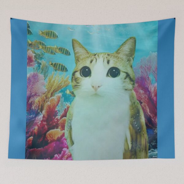 Item preview, Meowl Surreal Underwater Cat Graphic | Dreamy Ocean Fantasy Art    designed and sold by BrontesWhimsyStore.