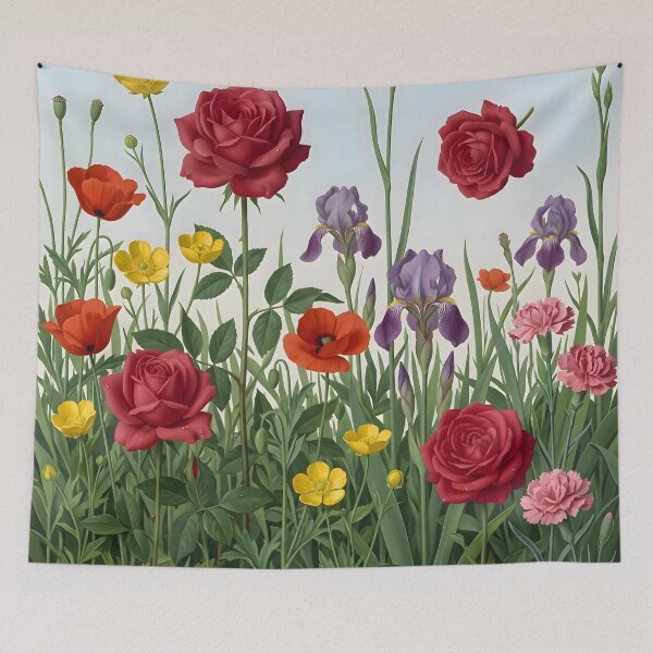 Item preview, Magritte Style Floral Dreamscape Garden Art designed and sold by Sybille-Yates.