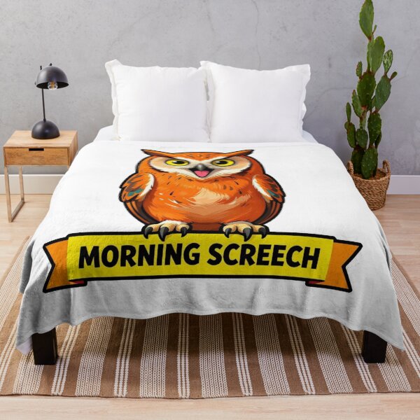 Item preview, Morning Screech - Bold Neon Grumpy Owl Aesthetic designed and sold by Arc2020.