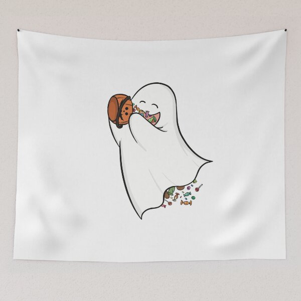 Item preview, Cute Ghost Eating Halloween Candy designed and sold by shiilalippold.