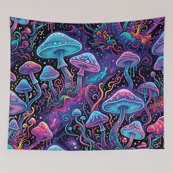 Item preview, Psychedelic Retro Magic Dripping Mushrooms Trippy Groovy Neon Pattern HD designed and sold by bard-art.