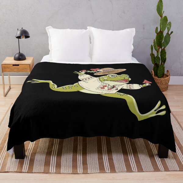 Item preview, Frog Cottagecore Dancing with Mushrooms & Folk Embroidery designed and sold by LeshanArt.