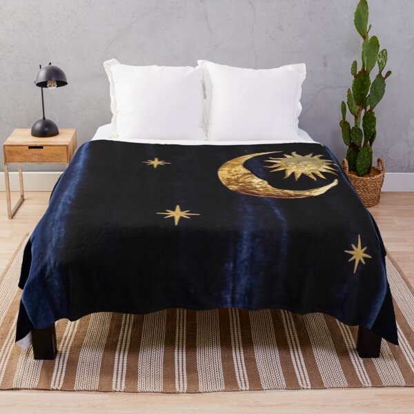 Item preview, Purple Whimsigoth Velvet Sun and Moon Celestial Graphic | Vintage Gold Star Art designed and sold by BrontesWhimsyStore.