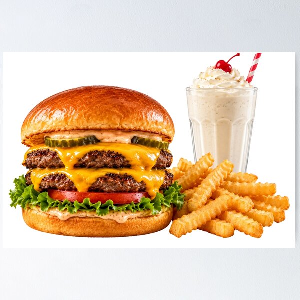 Item preview, Juicy American Double Cheeseburger Combo designed and sold by PriyankaSonara.