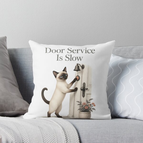 Item preview, Siamese Cat Ringing a Bell beside a Closed Door designed and sold by PurrBloom Studio.