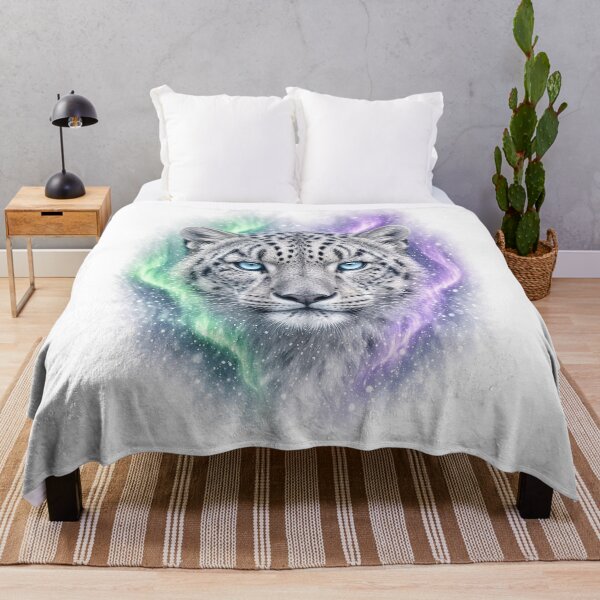 Item preview, Snow Leopard Northern Lights Aurora All Over Print Shirt designed and sold by Ember Lane Designs.