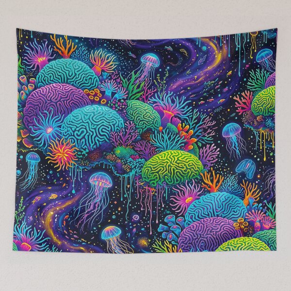 Item preview, Psychedelic Retro Under the Sea Aquarium Ocean Trippy Groovy Neon Pattern HD designed and sold by bard-art.