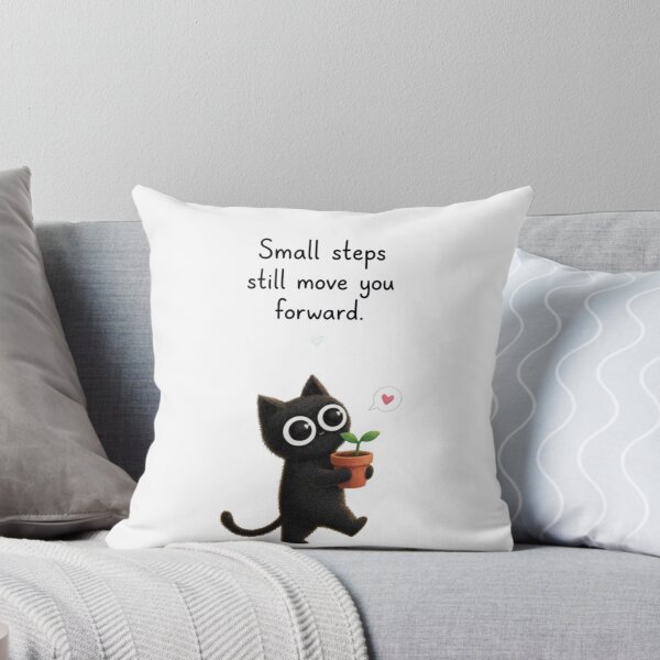 Item preview, Small Steps Forward Black Cat Quote Art designed and sold by JossDesign15.