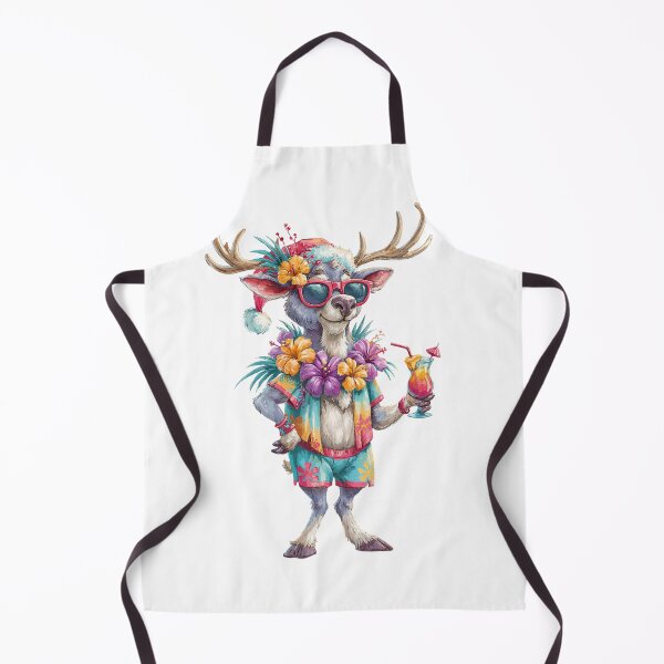 Item preview, Tropical Christmas Reindeer with Hibiscus Cocktail designed and sold by Anastasiia Yurevych.
