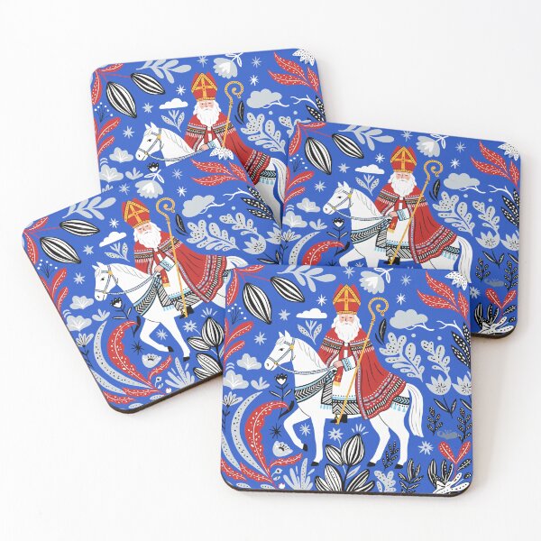 Item preview, Sinterklaas op het Witte Paard – Moderne Volkskunst Sinterklaas Print designed and sold by Wennebabs.