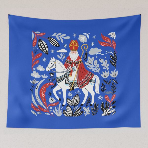Artikelvorschau, Sinterklaas op het Witte Paard – Moderne Volkskunst Sinterklaas Print entworfen und verkauft von Wennebabs.