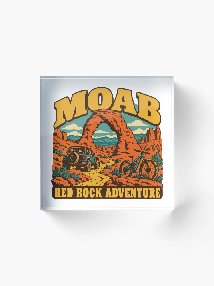 Aperçu 1 sur 5. Bloc acrylique avec l'œuvre Moab Gift - Aventure dans les Roches Rouges créée et vendue par RedRubyBubble.