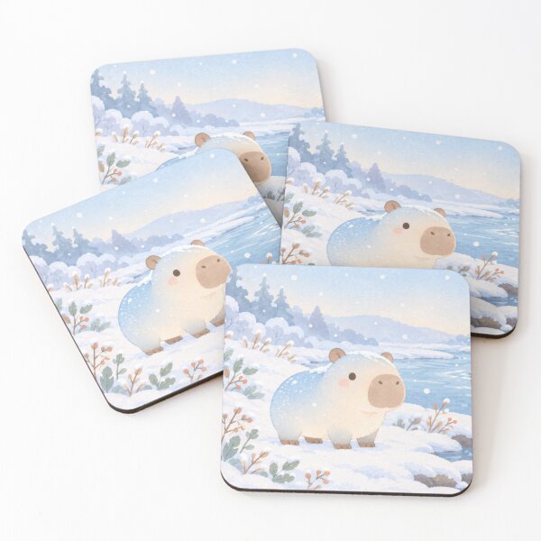 Item preview, Capybara Standing Beside a Snowy Winding River designed and sold by AshiraCreations.