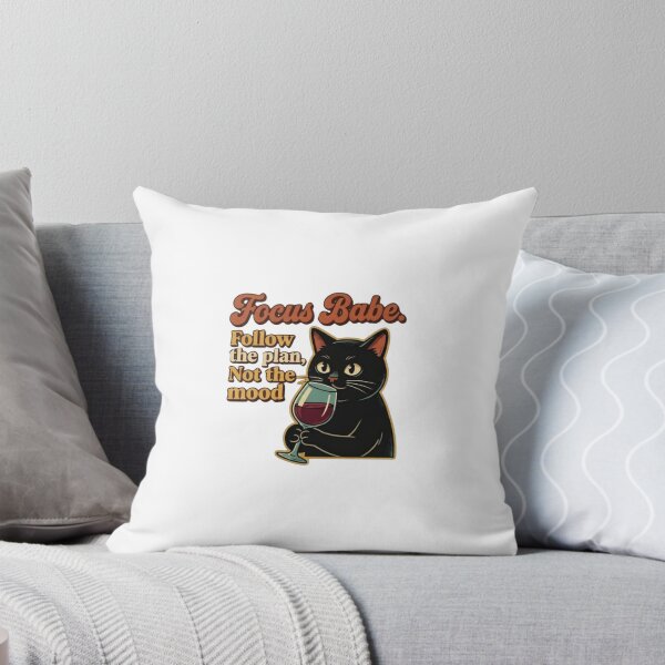 Item preview, Vintage Black Cat Drinking Wine - Focus Babe Quote Retro T-Shirt Design designed and sold by MiraDesignCo.
